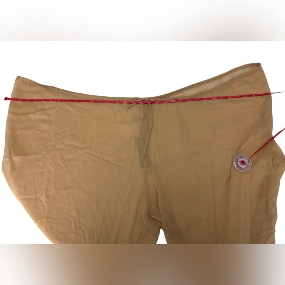 SKIMS 3X Swimwear Crinkle Silk Coverup Pants in Almond Color Sheer Pullon lounge
